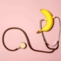 Banana listening to stethoscope