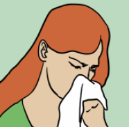 Woman blowing nose graphic